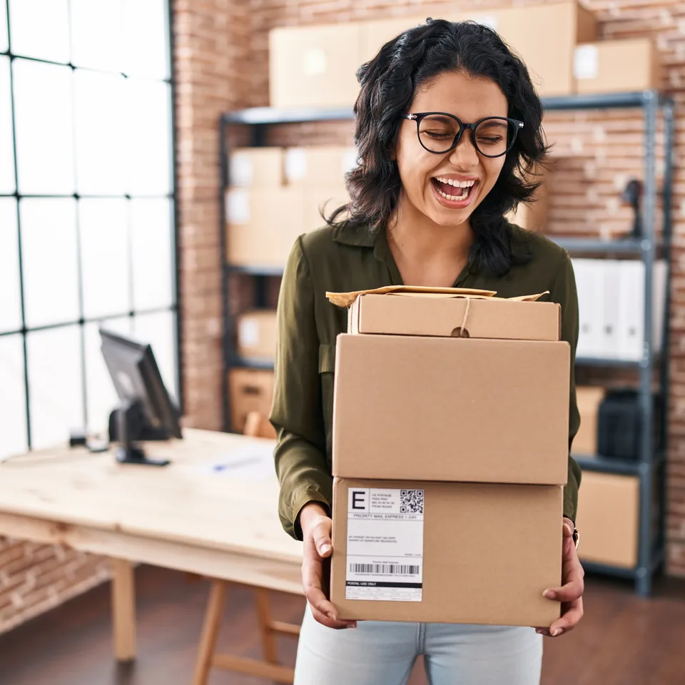 Small-business owner holding a parcel